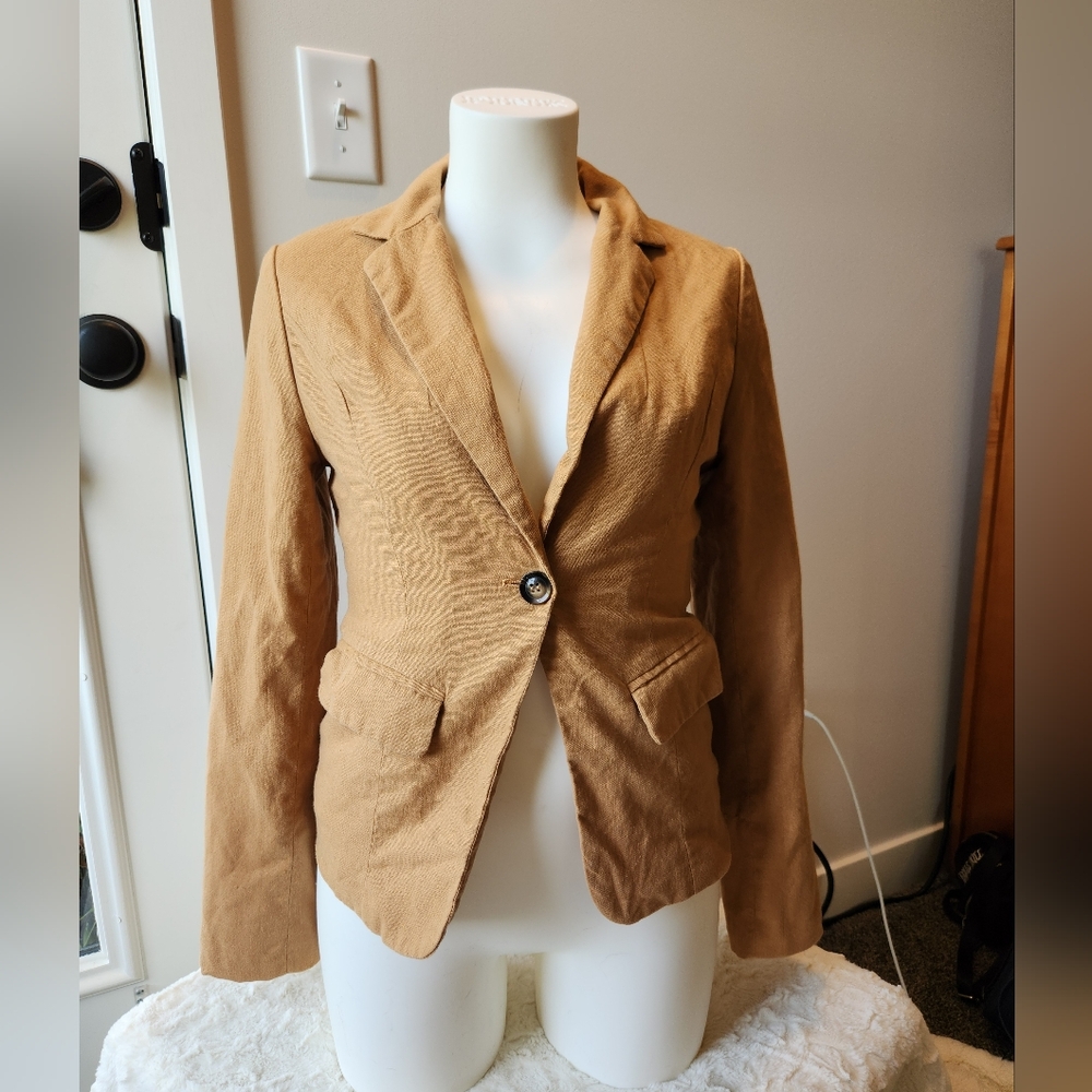 Women's linen blend button suit jacket size S